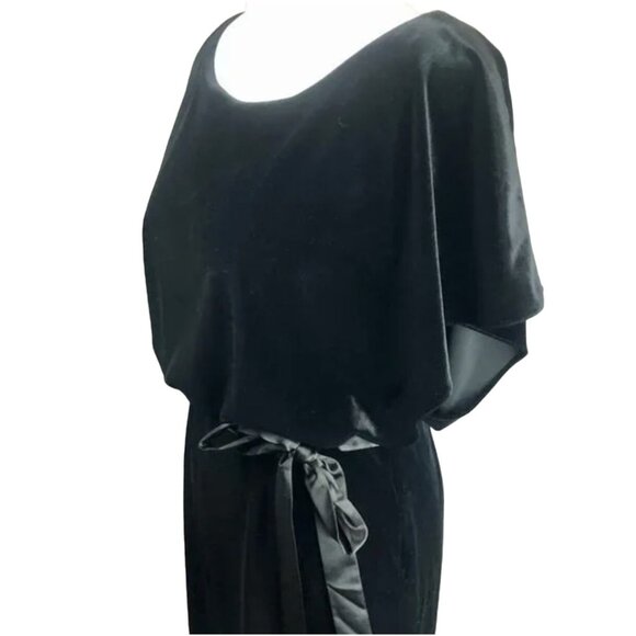 White House Black Market Dress Women's Size 6 Velvet Satin Belt Flutter Sleeves - Picture 9 of 13